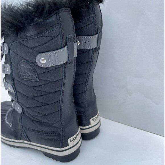 Sorel Girls Tofino II Fur Trim Waterproof Rubber Rain Boots Black Sz 5 - Picture 5 of 12